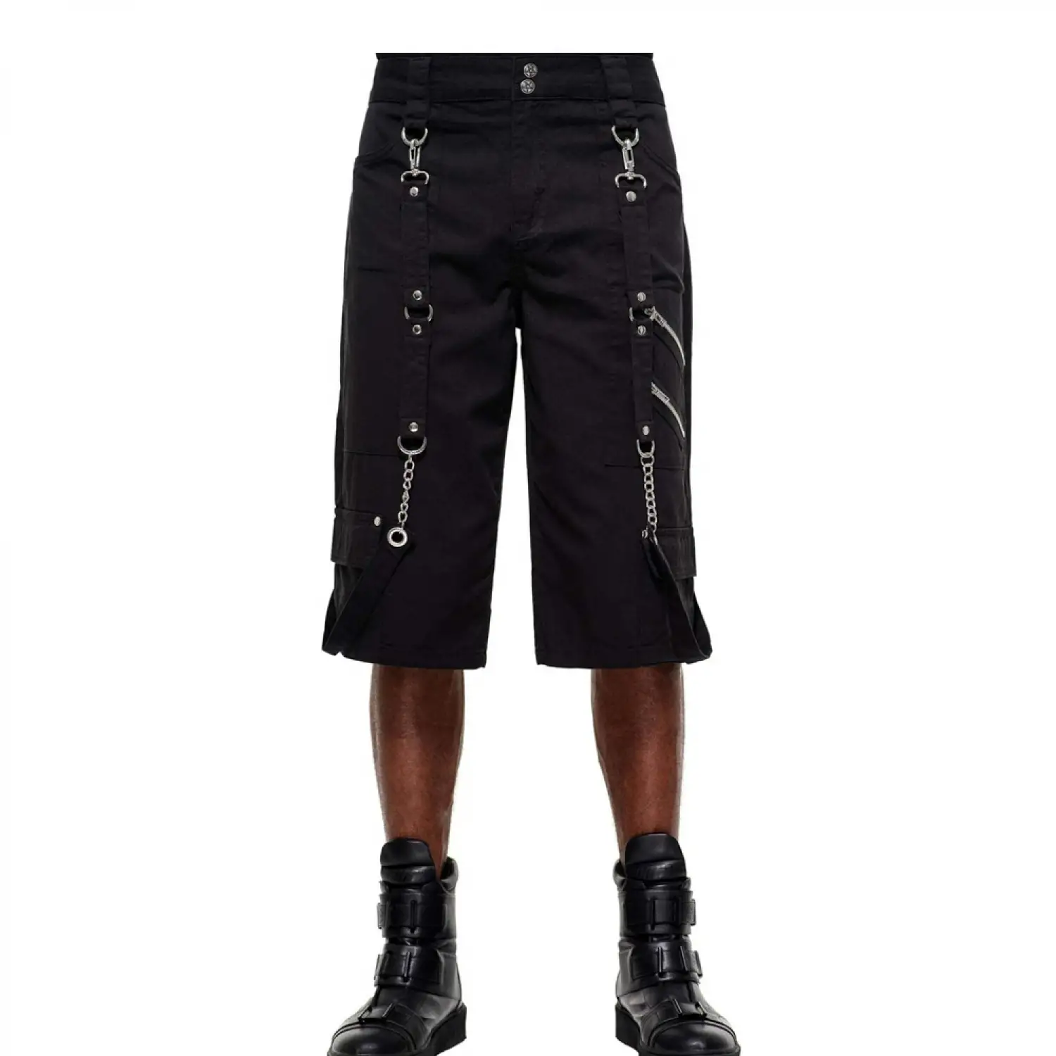 Men's Gothic Bondage Shorts with Zipper Details